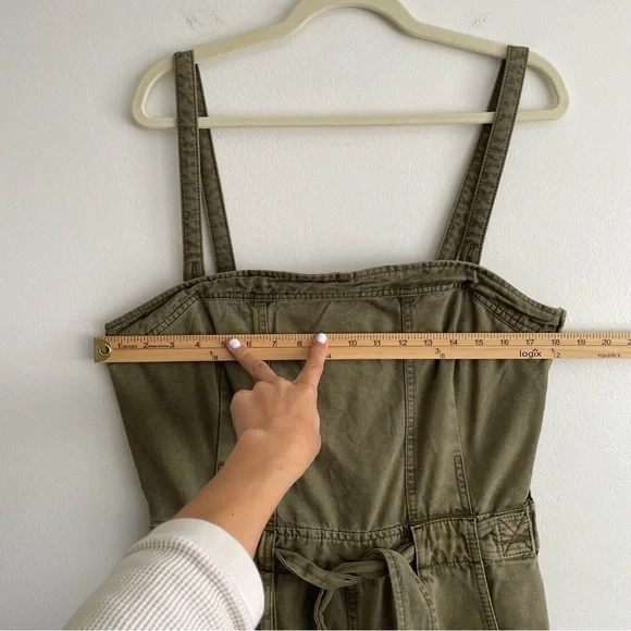 Free People Go West Utility Jumpsuit Moss green size large coverall cargo army L - Picture 9 of 15